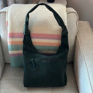 Harborside dark forest green Elegant Green Leather Tote Bag